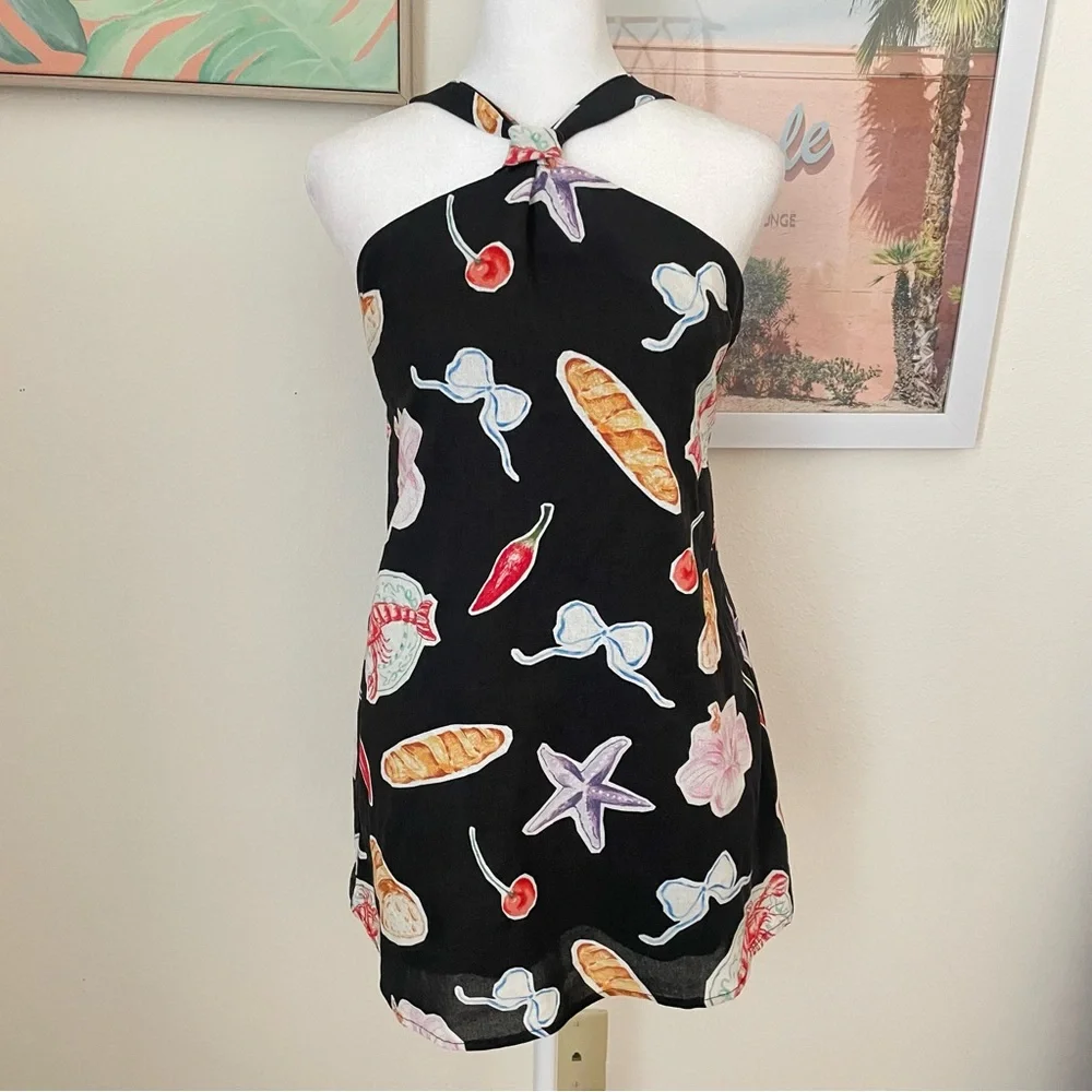 Peppermayo Keira Linen Mini Dress - Black Banchetto - Picture 2 of 4